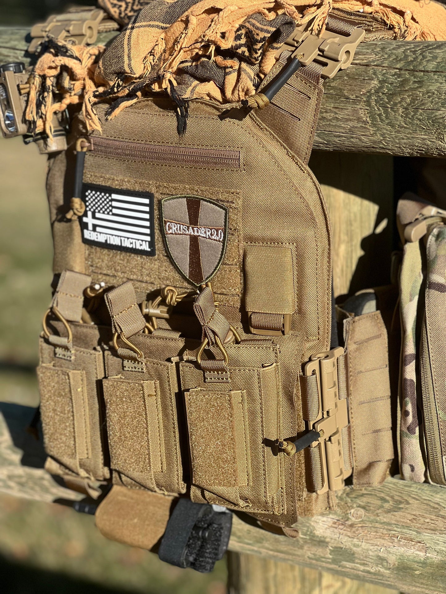 Redemption Tactical Crusader 2.0® l St. Michael FULL ARMOR KIT COMBO PACKAGE with Crusader 2.0 +IFAK Medical Kit + LEVEL IV (2) 10x12 Front/Back Plates (2) 6x8 Side Plates (Level III PE)