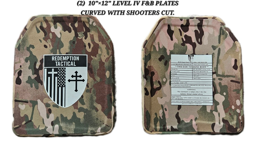 RT CRUSADER 2.0® ARMOR KIT Front/Back Plates LIGHTWEIGHT LEVEL IV (2) 10x12 Front/Back Plates Full Kit