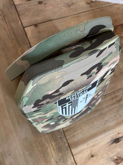 Pair of 10x12 Level IV Ceramic PE Plates Ballistic FRONT AND BACK (SIZE SMALL to LARGE) Curved with Shooters Cut