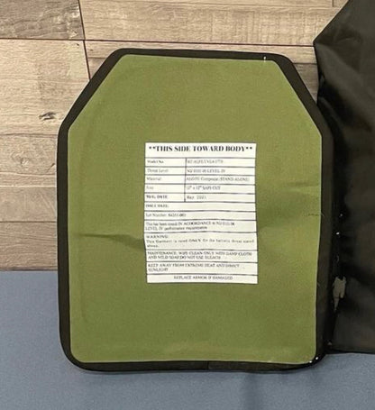 Pair of 10x12 Level IV Ceramic PE Plates Ballistic FRONT AND BACK (SIZE SMALL to LARGE) Curved with Shooters Cut