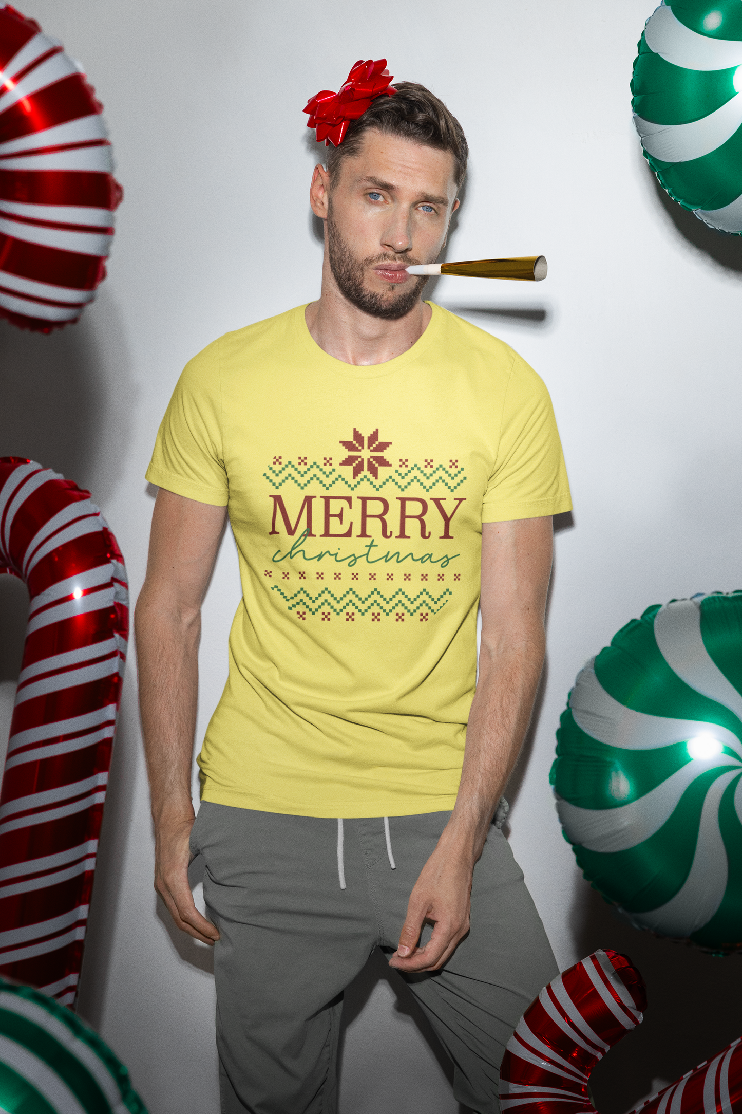 Merry Christmas Ugly Sweater stitch style tshirt