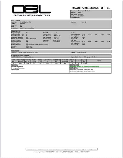 Pair of 10x12 Level IV Ceramic PE Plates Ballistic FRONT AND BACK (SIZE SMALL to LARGE) Curved with Shooters Cut