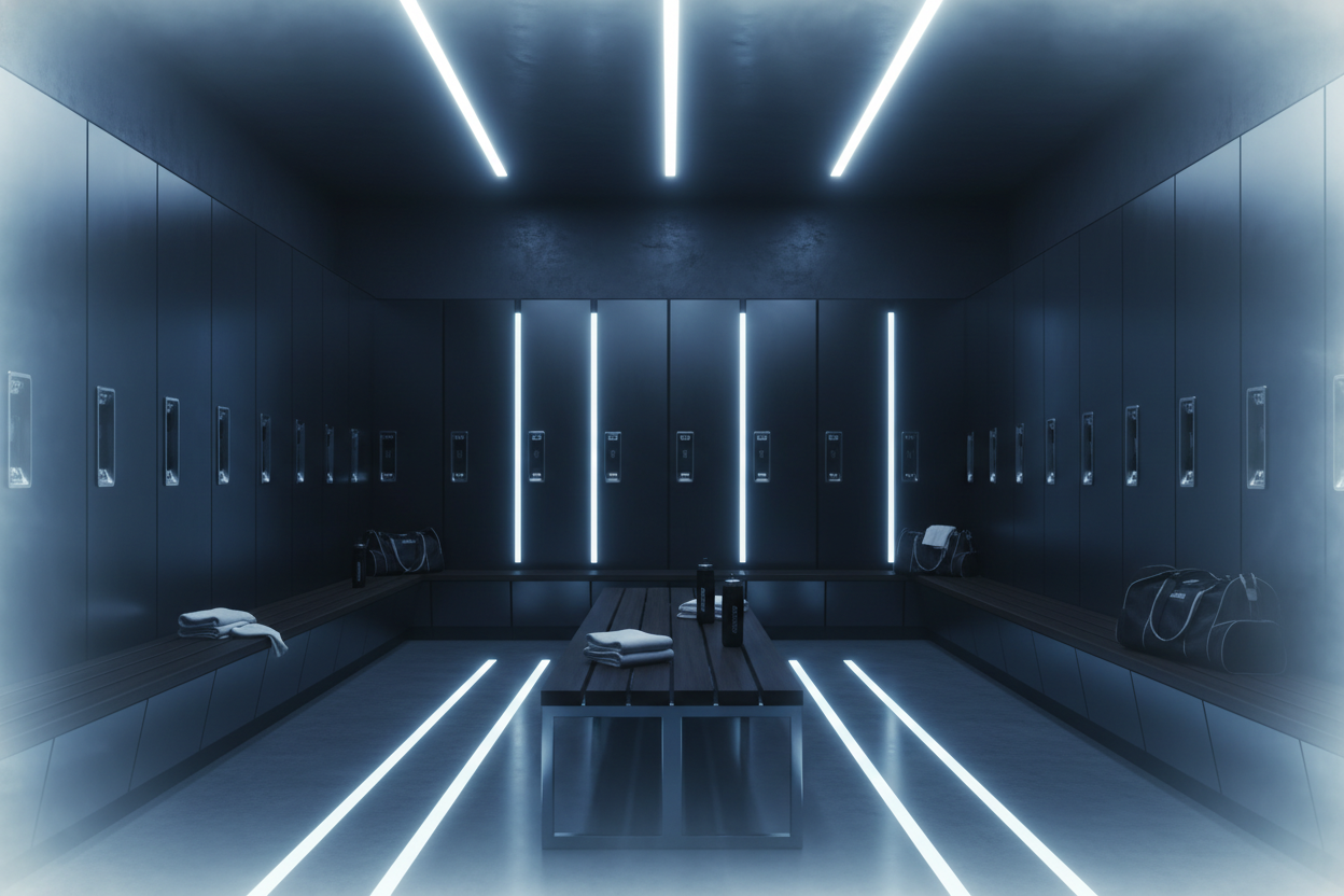 Locker room with glowing effect