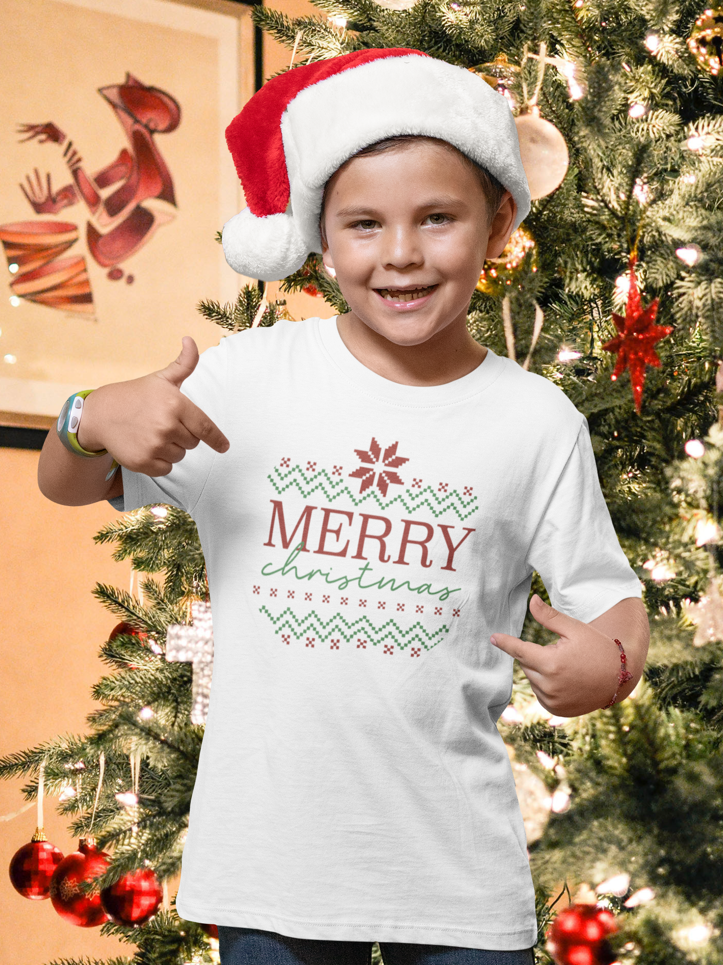 Merry Christmas Ugly Sweater stitch style tshirt